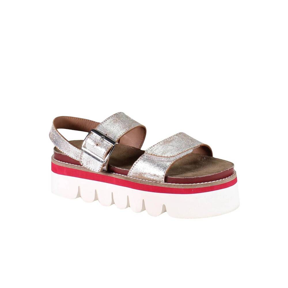 NEW DIBA TRUE women's roly poly platform sandal in silver